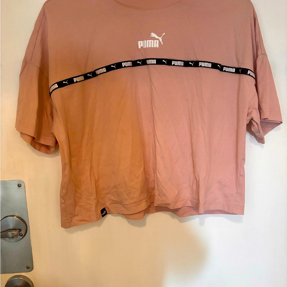 Puma Pink Cropped T-Shirt, large size, 100% Cotton, Puma